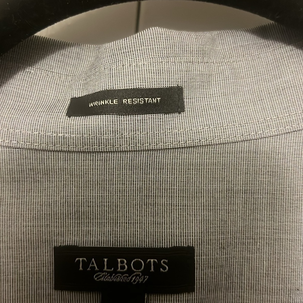 Talbots size 16 wrinkle resistant gray boyfriend shirt bottom down old money - Picture 3 of 7